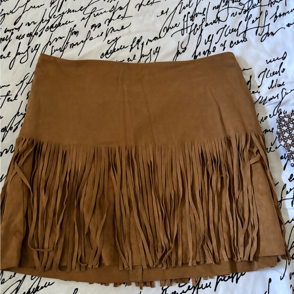Jolt Tan Ruffled Mini Skirt Casual Resort Wear